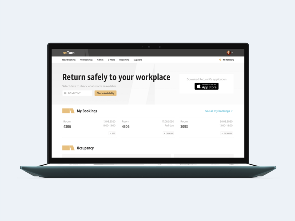 Users can manage capacities on a floor, assign rooms and upload a floorpan. return: Office Booking Application